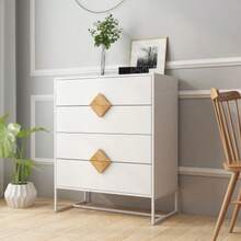 Solid wood special shape square handle design with 4 drawers bedroom furniture dressers - Weiss - Übersicht 5