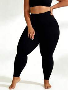 Quần legging đen cỡ lớn dành cho nữ, kiểu dáng thời trang thường ngày châu Âu và Mỹ, quần thể thao ngoài trời, quần ôm sát mềm mại, thoải mái, co giãn cao, tối giản, thích hợp cho tập thể dục tại nhà, tập squat, chống đẩy, yoga mùa xuân. - màu đen - Xem 6