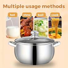 LOVEWE Heavy-Duty Stainless Steel Deep Stock Pot With Lid, Induction Compatible Cookware For Pasta/Soup/Canning – Silver - View 4