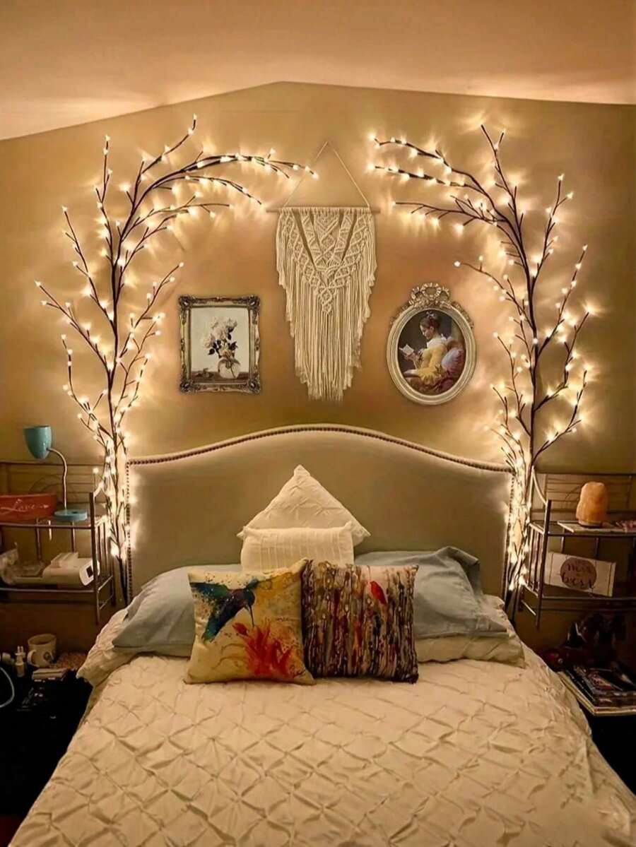 [1/2 Piece]96LED/Bendable Willow Vine Lights | Indoor Atmosphere Decorative LED Branch Lights, 8 Modes, USB Powered, Wall, Living Room, Perfect For Christmas, Halloween, Thanksgiving, Easter - 彩色 - 查看 1
