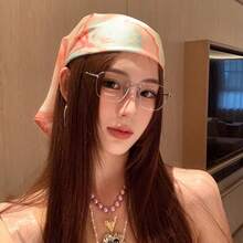 Early Autumn Liquid Silver Leopard Print Headscarf Futuristic Design Cool Hip-Hop Hot Girl Beanie Slouchy Hat - 暈染粉蝴蝶頭巾 - 查看 7