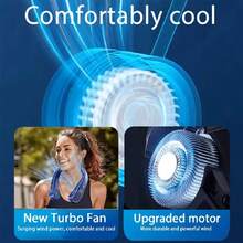 Neck Fan, Neck Personal Fan, Adjustable, 360 ° Cooling, Ultra Quiet, Bladeless Fan Design, No Hair Distortion, Uniform Air Flow On Both Sides, Anti Slip, Short Charging Time, Long Use Time, A Good Partner For Office Travel - White - View 4