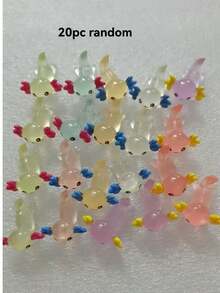 20pcs Glow-In-The-Dark Miniature Landscape Animal Decor, Resin Accessories - Glow Duck, Rabbit, Axolotl, Capybara, Randomly Assorted Colors, Absorb Light Or UV To Glow - Multicolor - View 14