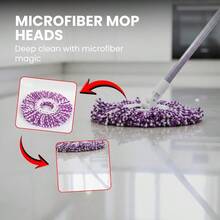 Spin Mop & Bucket Set With 2 Microfiber Mop Heads – Durable Stainless Steel & ABS Build – Black Red, Blue, Purple Colors – Bucket With 90–120cm Telescopic Handle - default - 查看 6