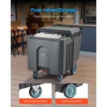 Commercial Ice Bin, 125 Lbs Portable Ice Caddy, 31.5 X 22.8 X 29 Inch Insulated Ice Carrier With 4 Wheels And Flip Lid, Large Ice Bin For Catering, Kitchens, Bistros, Restaurants, And Bars - Ice trolley, 125 lbs, grey, sliding type - 查看 5