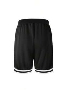 4 Stück Herren Sommer Sportshorts, aus 100% Polyester Strickstoff, einfarbig mit Taschen, Regular Fit, ohne Gürtel, leicht elastisch - Basketball Sport Fitness Shorts Geschenk für Vater und Freund - Verschiedenfarbig - Übersicht 3