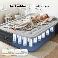 18.5" Air Mattress With Built-In Pump, Inflatable AirBed, Gray Camping - 灰色 - 查看 4