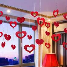 50PCS Inimă Paiete Ploaie Tinsel Decorațiuni Agățate Pentru Decor De Balon De Nuntă, Consumabile De Petrecere De Ziua Îndrăgostiților, Ornamente Pandantiv Inimă Aniversare Logodnă - Vizualizare 3