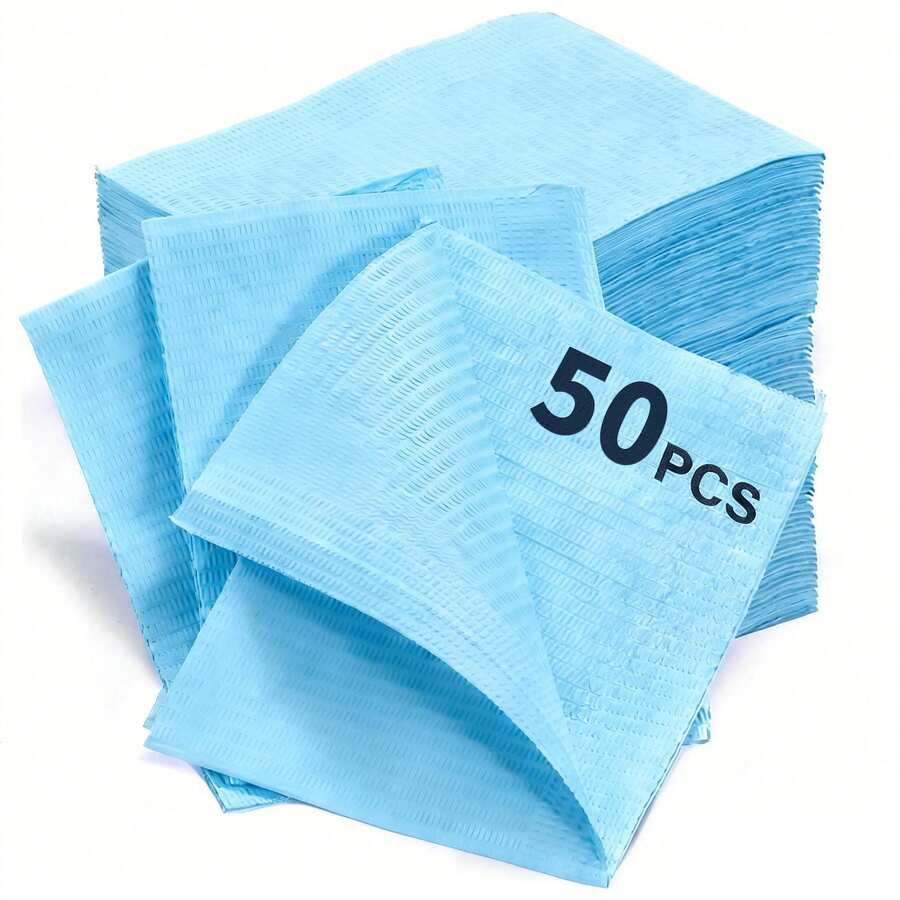 50pcs Dental Bibs Disposable Disposable Dental Bibs Dentist Tattoo Bibs Dental Bibs For Nails Bibs Owels Tattoo Table Covers, Mats Paper Sheets Pink