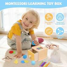Montessori Toys For 1+ Year Old 4 In 1 Object Permanence Coin Box Ball Drop Color Sorting Sensory Fine Motor Skills Toys Shape Sorter For Toddlers 1-3 Gifts For 1 2 3 Year Old Girls Boys - As Pic - View 5
