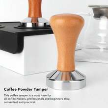 58mm Stainless Steel Coffee Tamper With Wooden Handle - Flat Bottom Coffee Tamping Tool For Perfect Espresso Extraction ,Coffee Service Coffee Accessories - 紅木色 - 查看 4