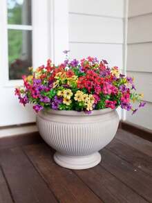 8pcs Artificial Flower Hanging Baskets, Fake Plastic Daisy Bouquet With Eucalyptus Leaves, Faux Plants Potted, Suitable For Indoor/Outdoor Balcony & Garden Decor, Multi-Color Summer Decorations (Basket Not Included) - Multicolor - View 8