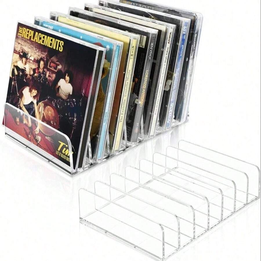 2 Packs Acrylic CD Storage Racks. These CD Display Racks Hold Up To 14 Standard CD Cases And Are Suitable For Media Organization, Home Decor, Back-To-School Classroom Decoration, And School Supplies.