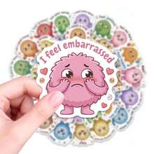 50PCS Of Cute Cartoon Plush Monster Emotion Recognition Creative Stickers, Suitable For Decorating Phone Cases And Laptops As Waterproof Stickers And Stickers, Making Them The First Choice For Festive Gifts, - Multicolor - View 3