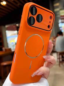 Luxury Magnetic PC Phone Case Compatible With Iphone 17 Pro Max 17 Pro 17 Air 17 16 Pro Max 16 Pro 16 16 Plus 15 Pro Max 15 Pro 14 13 12 11 Camera Protection Shockproof Cover - Orange - View 4