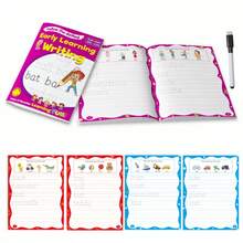 18页 - A4尺寸早期教育可重复使用手写练习册，包含字母、数字、线条、英文书写，共4册，适合3-6岁学龄前儿童，专注力训练 - 彩色 - 查看 9