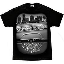 DGA D Gonzales Art Slam Sitting Low And Mean Lowrider Tattoo 's T-Shirt - màu đen - Xem 1