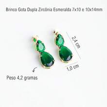 Luxury Gold Semi-Jewelry Kit With Earring, Chain And Double Drop Pendant In Zirconia – 18k Gold Plated - 翠 - 查看 3