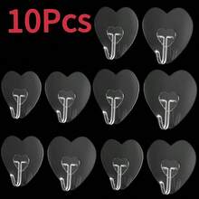 50 piezas Ganchos de pared con forma de corazón, Ganchos transparentes con forma de corazón, sin necesidad de perforación. Adecuado para baño, cocina, puertas de vidrio y gabinetes - Ganchos impermeables para llaves, toallas, abrigos; Ganchos superiores prácticos; Ganchos de estantería de almacenamiento multifuncional, Ganchos prácticos - Multicolor - Ver 18