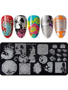 1pc Stainless Steel Nail Art Stamping Plates Set DIY Nail Stamping Templates With Leaves, Flowers, Animals, High Heels, Clothes Cartoon Pattern Designs Unscented Manicure Print Tools For Nail Art Designs - Multicolor - View 32