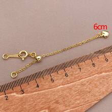 2pcs Elegant Minimalist Heart Extender Chain With Copper Plated 18K Gold, Thick Silvery & Platinum Finish, Small Bead Detail Perfect For DIY Necklace & Bracelet, Wedding & Valentine's Day - Multicolor - View 7