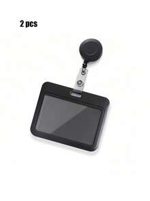 2pcs Retractable Rigid Plastic ID Card Holder With Clip, Suitable For Office/School Access Cards, Driving Licenses, Passes, Photo IDs, Office & Home Supplies - Black - View 11