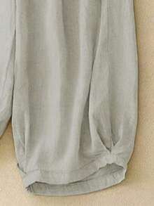 Comfortable Casual High Waist Elastic Linen Pants, Draping Effect, Suitable For Autumn & Summer - Grey - View 5