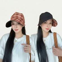 1pc Reversible Floral Bucket Hat, Japanese Style Large Brim Sun Hat For Women, Linen UV Protection Summer - A - View 2