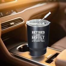 30oz Stainless Steel Tumbler Black White Options,  Retired And Rebuilt Body Contains After Market Parts Graphic Cups, Insulated Travel Coffee Mug With Lid And Straw , Double Wall Vacuum Reusable Travel Cups, Funny Birthday Party Gift For Women & Men - 黑色 - 查看 2