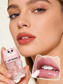USHAS 可爱猫咪闪亮唇彩，透明亮泽妆效，滋润不粘腻，防水防蹭，打造丰盈嘟嘟唇，少女唇妆必备 - #03 - 查看 2