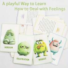 1pc Set Of 96 Emotion Monster Cards With Descriptions, Emotion Cards - Self-Regulation Tool, Social-Emotional Learning, Emotion Management - Multicolor - View 12
