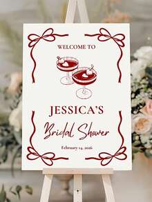 Customized Bridal Shower Welcome Sign | Customized PVC Name And Date Poster Suitable For Valentine's Day And Graduation Ceremony, Versatile Romantic Theme Party Decor - Multicolor 03 - View 4