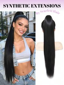 Coleta con clip de 28 pulgadas, cabello liso largo, natural y realista, adecuado para fiestas de mujeres, festivales, festivales de música, accesorios para fiestas, uso diario, salones de belleza, cosplay, bodas, Y2K, Lolita, JK, adecuado para cabello fino, principiantes y todos los tonos de piel, accesorios para el cabello - Multicolor - Ver 1