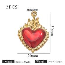 1/3件装多款304不锈钢18K镀金心形滴油吊坠DIY饰品配件，适合女性聚会、送礼及日常佩戴 - 紅色墜飾 - 查看 58