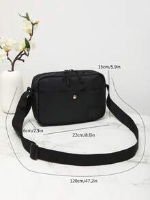 黑色时尚斜挎包，尼龙材质，拉链封口——休闲外出、旅行和通勤的理想之选 - 黑色 - 查看 5