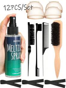 ikt 120ml Spray de fusión de encaje, apto para pelucas sin pegamento, sujeción fuerte sin rastro, spray de control de bordes de secado rápido para cierre y frontal de encaje, spray de peinado extremadamente fuerte para crear una línea de cabello natural - Pegamento para uñas - Ver 12