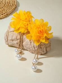 imoli 1 Paar Boho-Stil einfarbige Quasten Blumen Ohrringe, eleganter Luxus-Schmuck, perfektes Geschenk für Frauen im Strandurlaub - Verschiedenfarbig - Übersicht 5