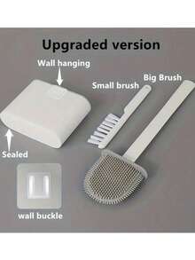 1 Set Wall-Mounted Silicone Toilet Brush Kit - Includes Sealed Storage Rack And Crevice Cleaning Brush - Suitable For Home Bathroom, Toilet Cleaning, Multi-Functional Bathroom Toilet Brush - Multiple Styles - View 12
