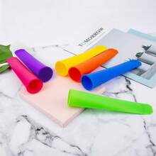 1/2/3/4/6件装可重复使用硅胶冰棒模具，带盖冰棒制作器，可用于制作冰棒、酸奶冰棒、果冻，厨房工具配件 - 彩色 - 查看 2