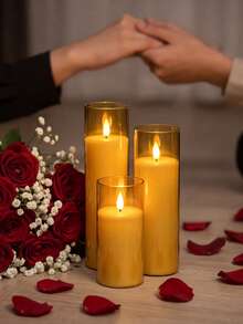 2/3/5pcs Flameless Fairy Lights, With Timer/Remote Control Function, Battery Operated, For Tabletop Centerpiece Decoration, Suitable For Halloween, Christmas, Valentine's Day, Mother's Day, Birthday, Wedding, Gift, Dining Table, Party - Gold - View 7