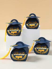 12pcs Graduation Cap Gift Boxes, Blue & Gold Congratulations Graduate Gift Packaging Boxes With Gold Tassels, Graduation Party Favor Boxes, Graduation Baking DIY Candy Boxes, 2026 Graduation Ceremony Decorations, Congratulations Graduation Party Decor, Graduation Season Desktop Decor, Graduation Gifts - Blue and Gold Graduation Cap - View 10