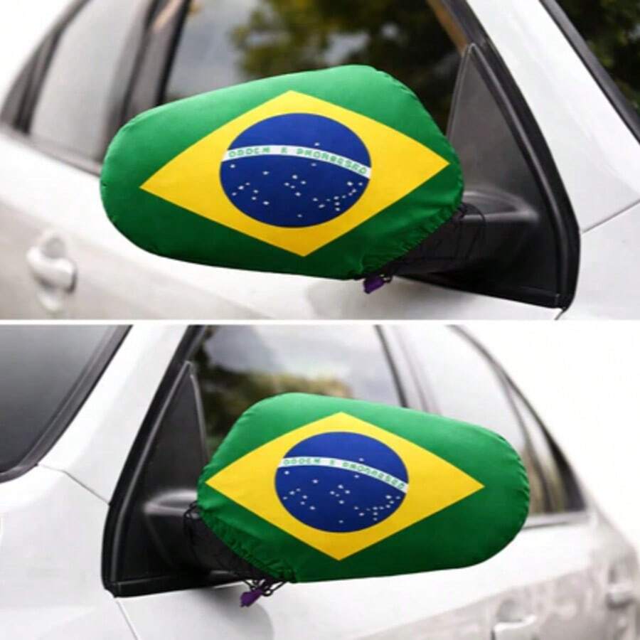 Universal Brazilian Flag Kit For Car Hood - Fans Of The Hexa World Cup - 後視鏡蓋 - 查看 1