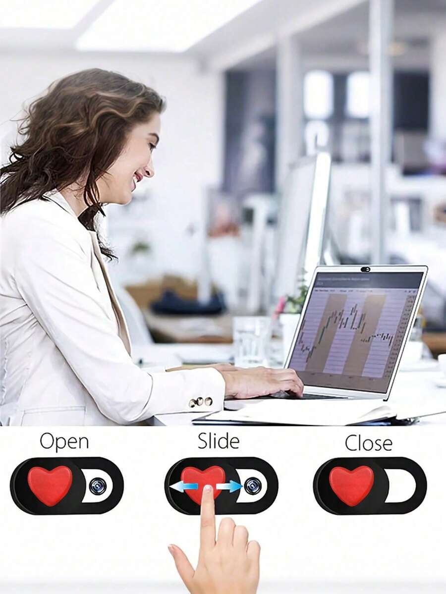 Shockproof Webcam Cover Lens Protective Film 3pcs Red Heart Shape WebCam Cover Compatible With Phone & PC Lens Waterproof Anti-Fall Scratch Resistant Anti-Fingerprint Full Cover Spring Gift - Multicolor - View 1
