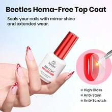 Beetles HEMA-Free Gel Top Coat 15ml, TPO Free No Wipe Top Coat Gel Polish 2026 Upgraded Formula Long Lasting U V LED For DIY At Home & Salon Manicure - Xem 3