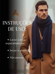 Lilas Inova Wool Scarf, Men's Winter Accessory, Stylish Scarf. - Navy Blue - View 4