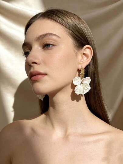 优雅法式花朵流苏耳环，时尚别致清新的精致耳环，适合时尚女士，夏季流行款