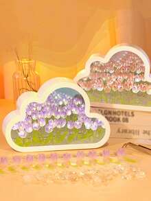 1pc Cloud Tulip Night Light, DIY Creative Artificial Tulip Flower Design, Battery Operated, Suitable For Living Room, Bedroom, Desk, Office, Game Room Decor, Also Can Be Used As Photography Prop, Handmade Gift For Holiday And Birthday - Multicolor - View 11
