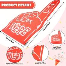 17.5 Inch Oversized Foam Finger With "We're Number 1" Design, Cheer Prop Ideal For Sports Events, Competitions, School And Stadium Cheering Performances. Colorful Sports Fan Accessory Expressing "It's Goin' Down" Spirit, Suitable For Games, Sports Events, Competitions, Party Favors, Perfect Photo Prop And Cheering Gear! - A - View 3