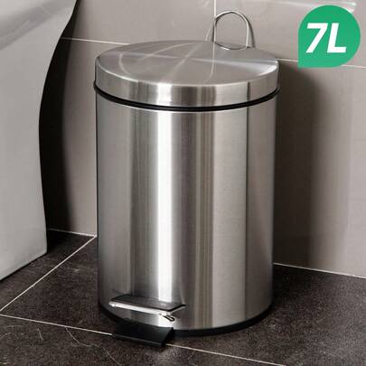 Universal Pedal Trash Can | Glossy Stainless Steel Exterior | Foot Pedal Lid Opening | Suitable For Bathroom, Kitchen And Home | 7L And 12L Capacity