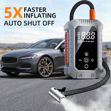 Mini Tire Inflator With Digital Pressure Gauge, Portable Air Compressor, Smart Car Tire Inflator, 150 PSI, With Emergency Light, Suitable For Car/Motorcycle/Bicycle/Balls. 7.4V 1800mAh Lithium-Ion Battery - Multicolor - View 2